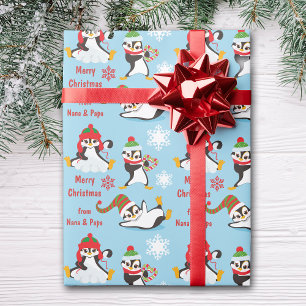 Winter Fun Penguins Christmas Wrapping Paper