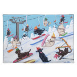 Winter Fun Skiing Labradors Cloth Placemat at Zazzle