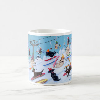 Winter Fun Skiing Labradors Painting Coffee Mug