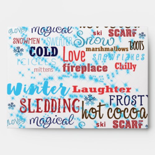 Winter Fun Typography Party Invitation Envelope