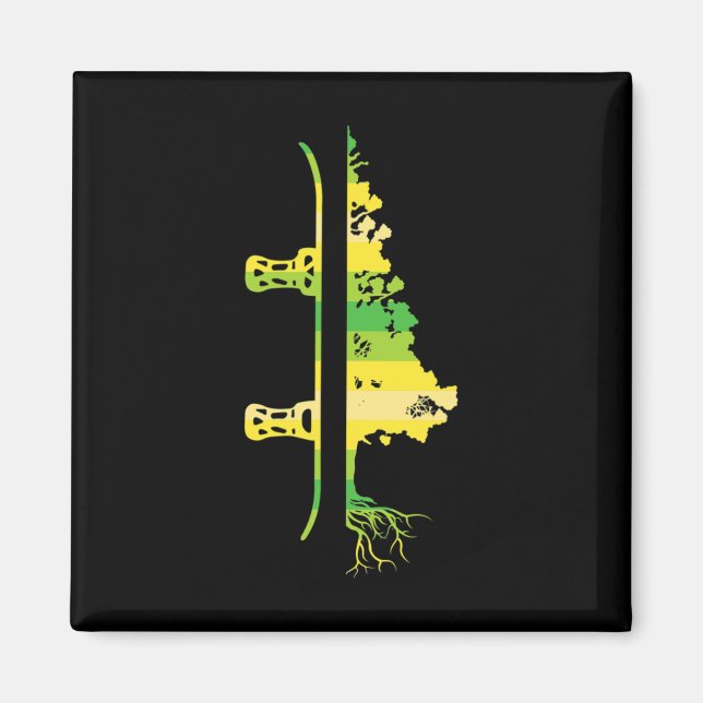 Winter Games Funny Mountain Snowboarding Pine Tree Magnet (Front)