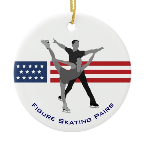 Winter Games Patriotic Figure Skating Pairs Ceramic Ornament