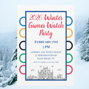 Winter Games Watch Party Milan Inspired Design Invitation