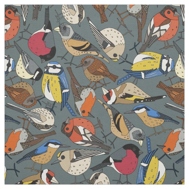 winter garden birds inchyra fabric (Swatch)
