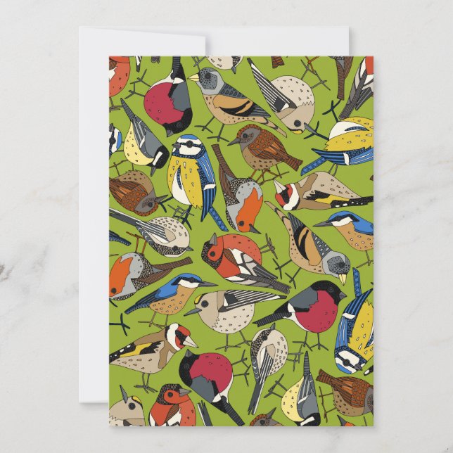 winter garden birds lime holiday card (Front)