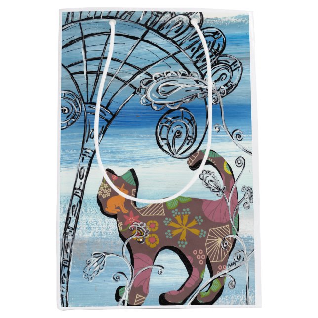 Winter Garden Cat Medium Gift Bag (Front)