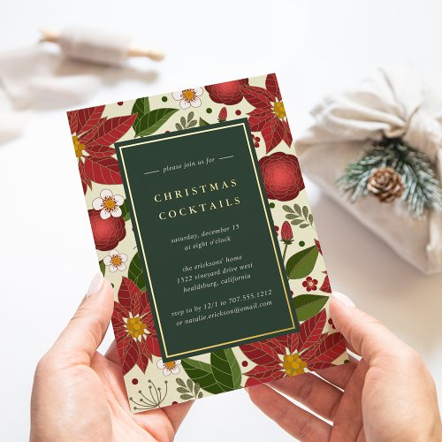 Winter Garden  Christmas Cocktail Party Foil Invitation