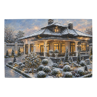 Winter Garden Estate Oil Painting Metal Wall Art