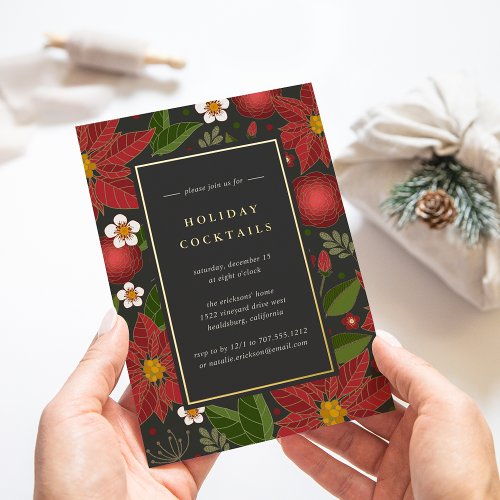 Winter Garden  Holiday Cocktail Party Foil Invitation