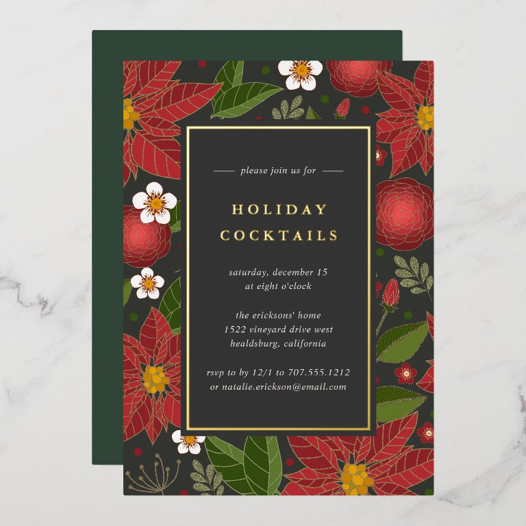 Winter Garden | Holiday Cocktail Party Foil Invitation