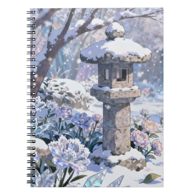 Winter Garden Lantern Spiral Notebook (Front)