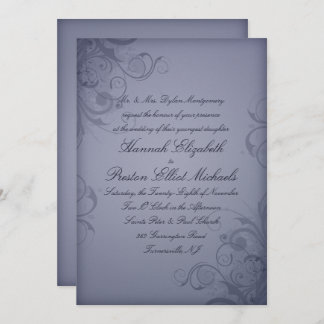 Winter Garden Metallic Blue Custom Winter Wedding Invitation