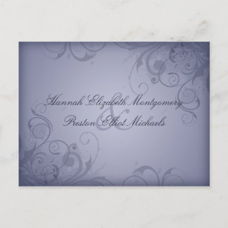 Winter Garden Metallic Blue Wedding Response/RVSP Invitation Postcard