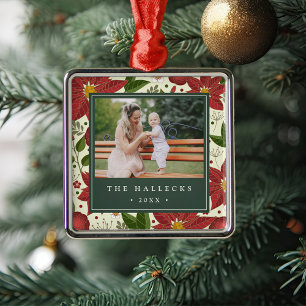 Winter Garden Personalized Photo Metal Ornament
