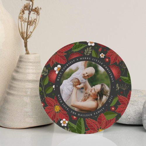 Winter Garden Round Holiday Photo Card