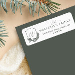 Winter Garland Calligraphy Script Monogram Crest Label<br><div class="desc">Embrace the joy of the holiday season with our winter garland monogram crest holiday return address label. Our personalized return address label features our winter garland monogram crest design. Customize with family signature, address, and monogram. Spread the love and cheer this winter with these stunning return address labels. Design by...</div>