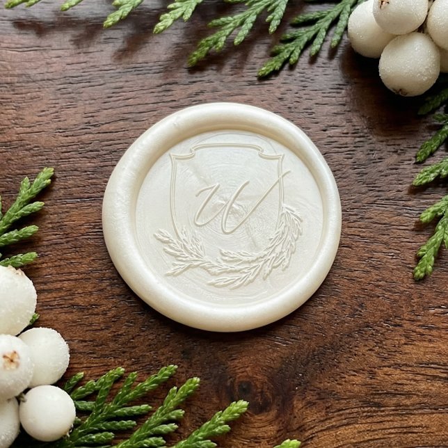 Winter Garland Calligraphy Script Monogram Crest Wax Seal Stamp (Winter Garland Calligraphy Script Monogram Crest Wax Seal Stamp)