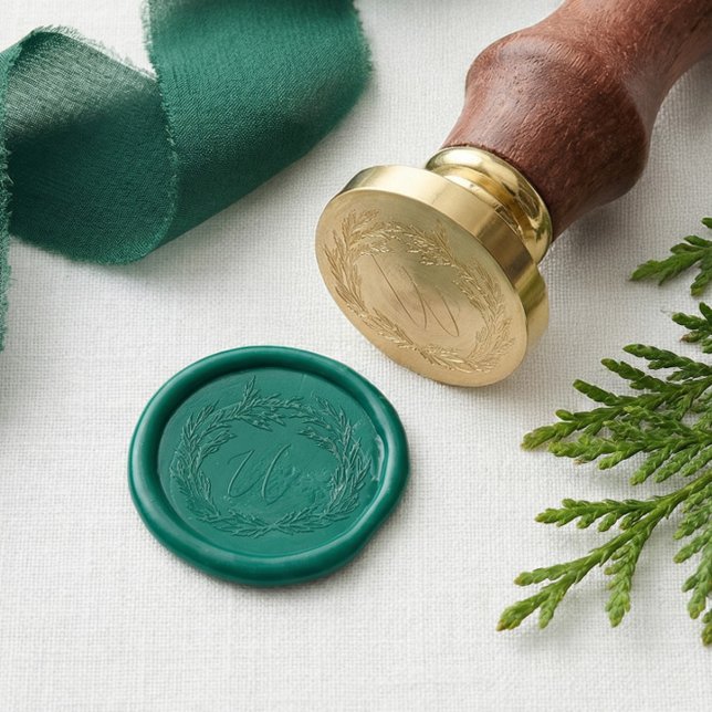 Winter Garland Wreath Calligraphy Monogram Crest Wax Seal Stamp (Winter Garland Wreath Calligraphy Monogram Crest Wax Seal Stamp)