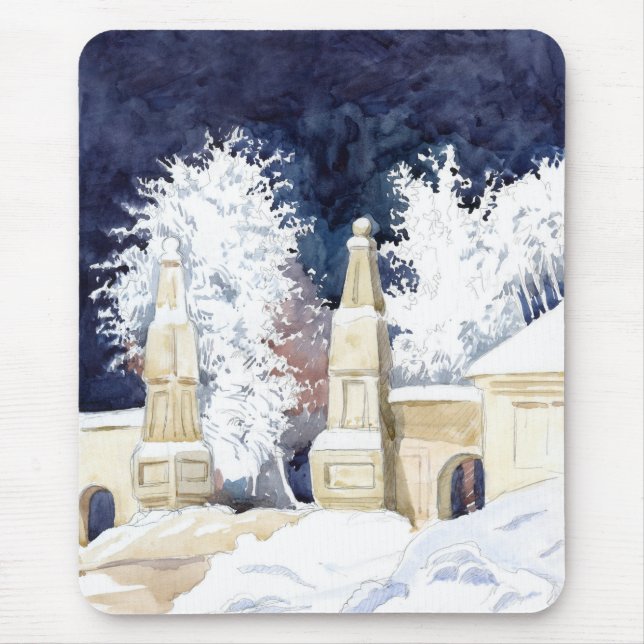 Winter gate at night (sketch) mouse pad (Front)