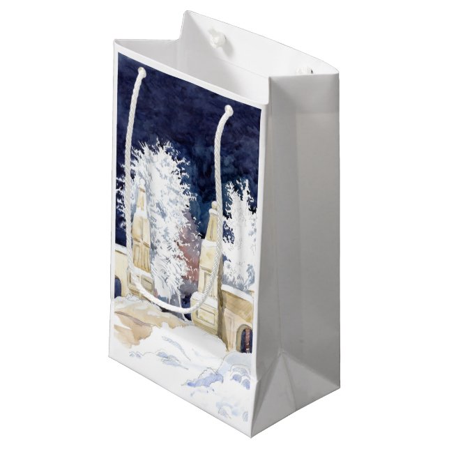 Winter gate at night (sketch) small gift bag (Front Angled)