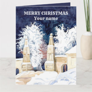 Winter gate at night thank you card