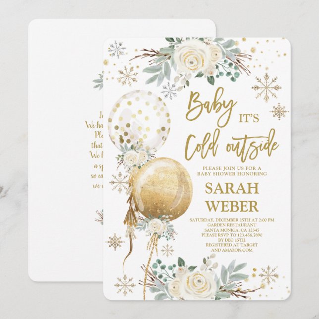 Winter Gender Neutral Baby shower Invitation (Front/Back)