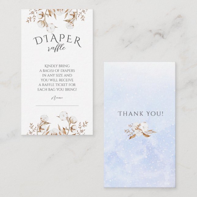 Winter Gender Neutral Diaper Raffle Baby Shower Enclosure Card (Front/Back)