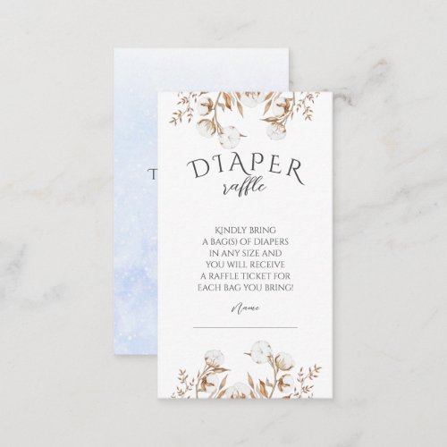 Winter Gender Neutral Diaper Raffle Baby Shower Enclosure Card