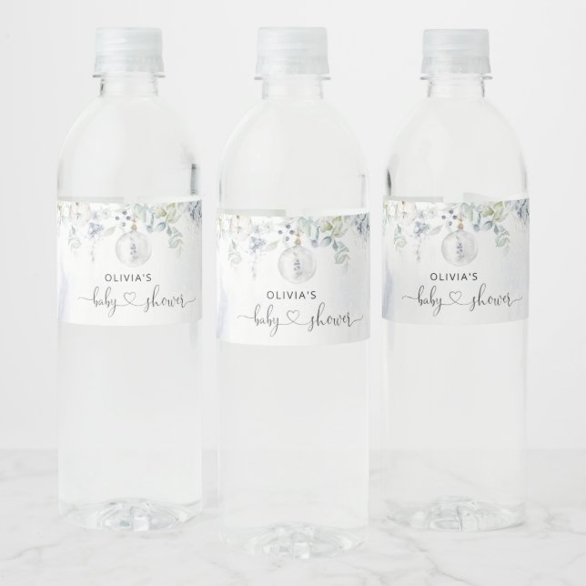 Winter gender neutral eucalyptus water bottle label (Bottles)