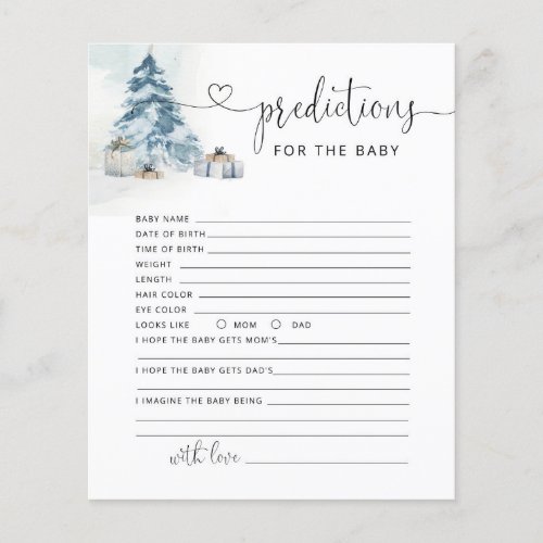 Winter gender neutral prediction for baby card