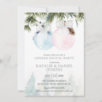 Winter Gender Reveal Baby Shower Invitation