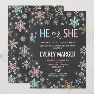 Winter Gender Reveal Baby Shower Invitation