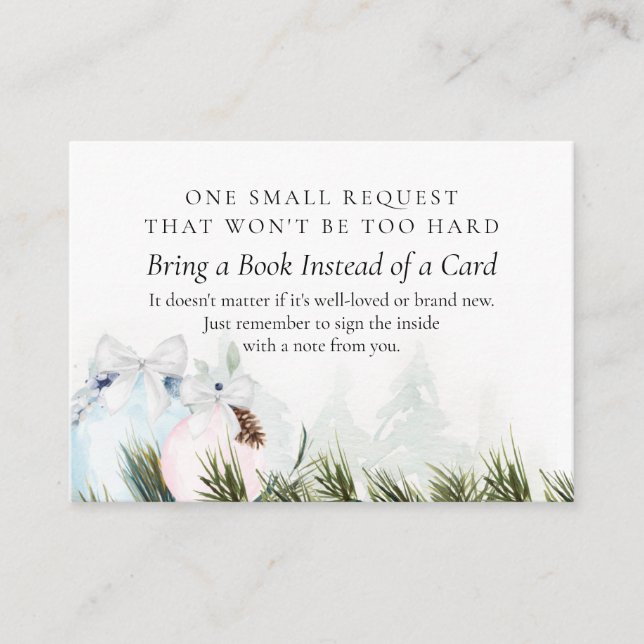 Winter Gender Reveal Book Request Enclosure Card (Front)