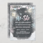 Winter Gender reveal invitation Cold Outside Snow (Front/Back)