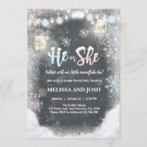 Winter Gender reveal invitation Cold Outside Snow