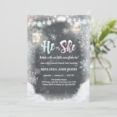 Winter Gender reveal invitation Cold Outside Snow (Standing Front)