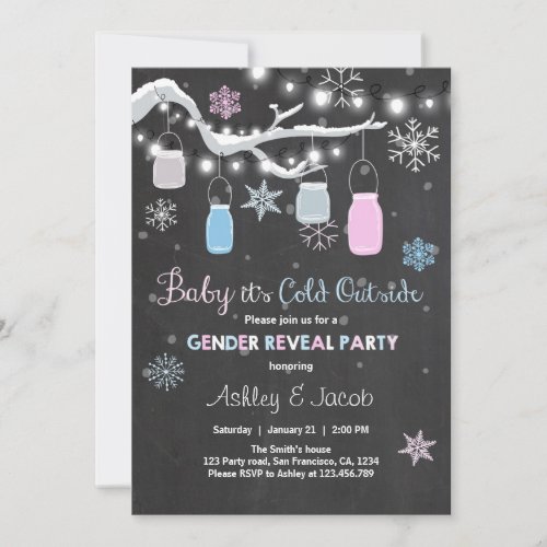 Winter Gender reveal invitation Its Cold Outside