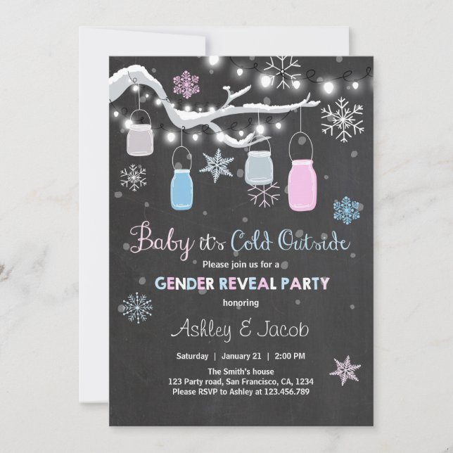 Winter Gender reveal invitation It's Cold Outside (Front)