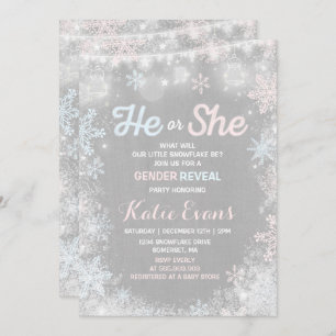 Winter Gender Reveal Invitation Rustic Reveal