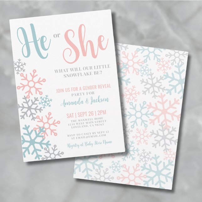 Winter Gender Reveal Party Invitation (Winter Gender Reveal Invitation)