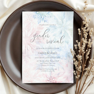 Winter Gender Reveal Party Pink Blue Snowflake Invitation