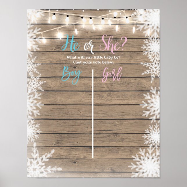 Winter Gender Reveal Voting Board Poster (Front)