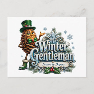 Winter Gentleman Dapper Pinecone Greeting Card