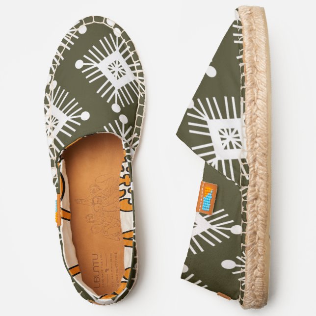 Winter Geometrical Square Snowflakes Espadrilles (Side)