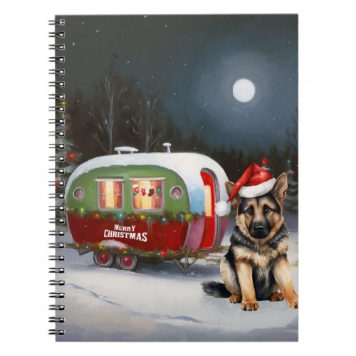 Winter German Shepherd Caravan Christmas Adventure Notebook