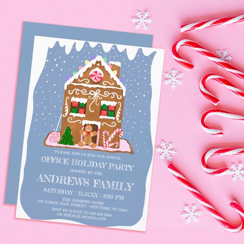 Winter Gingerbread Candy House Corporate Holiday Invitation