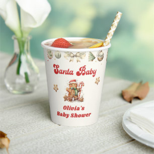 Winter Gingerbread Christmas Santa Baby Shower Paper Cups
