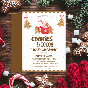 Winter gingerbread Cocoa and Cookies Baby Shower Invitation