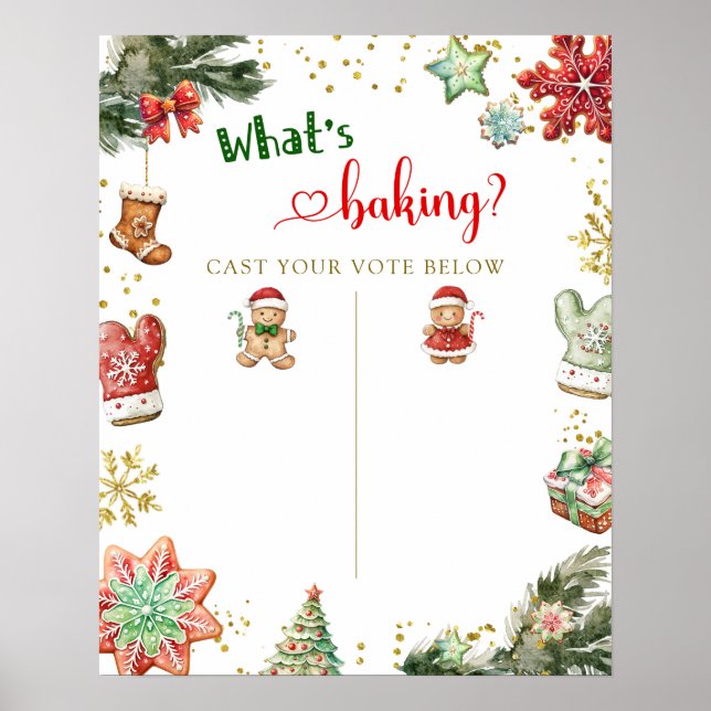 Winter Gingerbread Gender Reveal Voting Board Sign (Front)