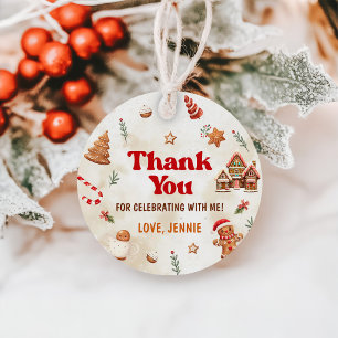 Winter Gingerbread House Christmas 1st Birthday Favor Tags